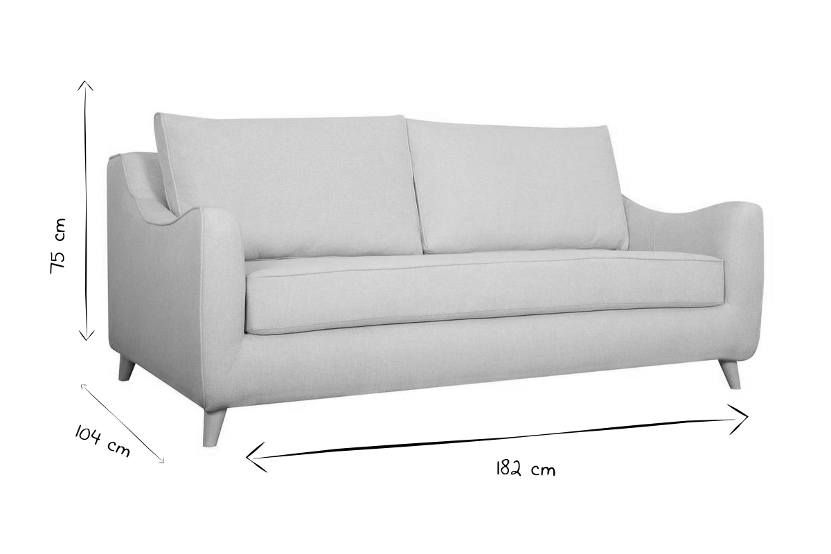 Divano letto scandinavo 3 posti grigio chiaro con materasso 10 cm VENDOME