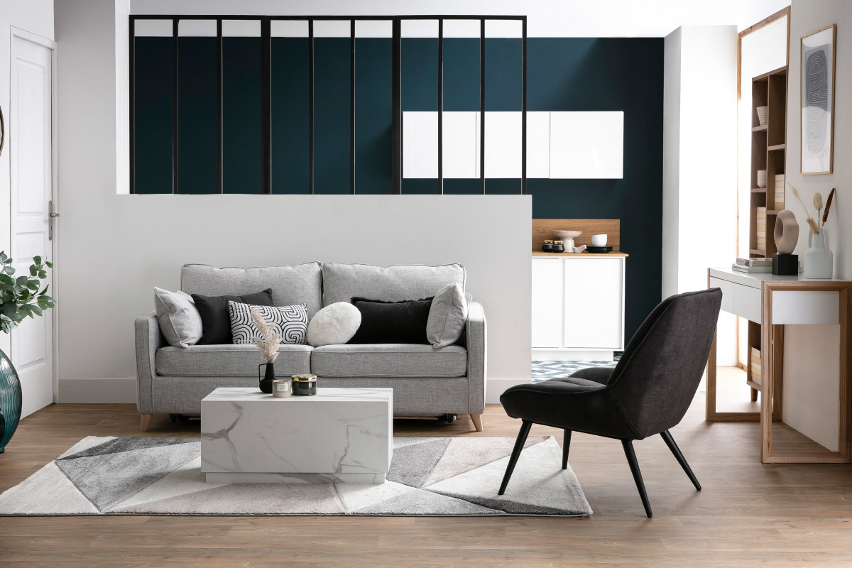 Divano letto scandinavo 3 posti grigio chiaro PAPEL