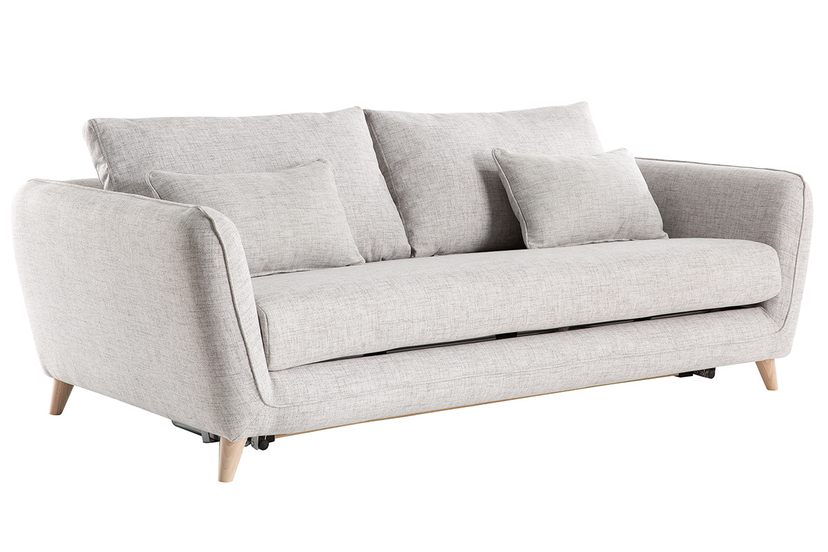 Divano letto scandinavo 3 posti grigio chiaro screziato CREEP