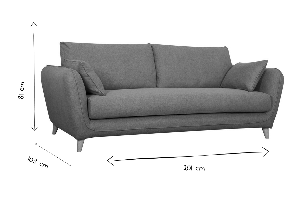 Divano letto scandinavo 3 posti grigio chiaro screziato CREEP