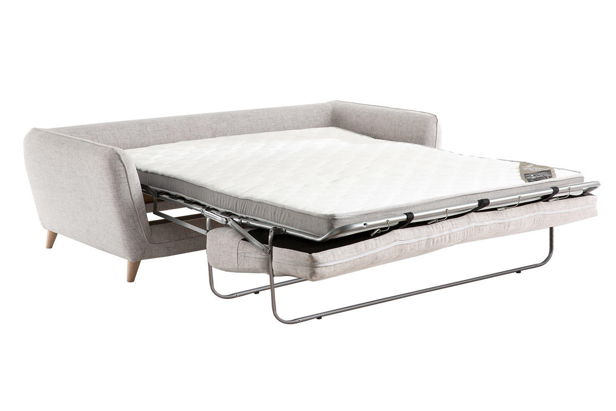 Divano letto scandinavo 3 posti grigio chiaro screziato CREEP