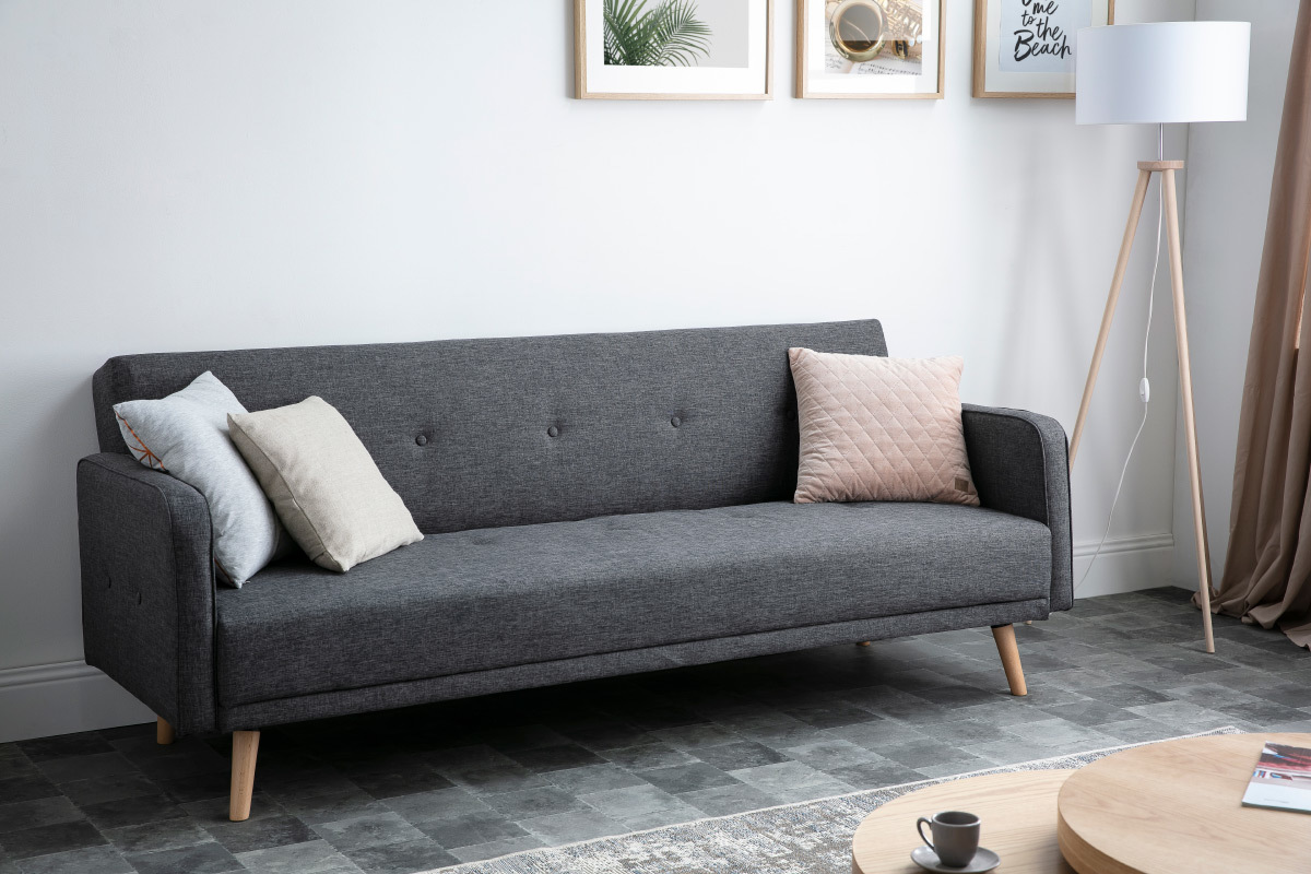 Divano letto scandinavo 3 posti grigio scuro ULLA