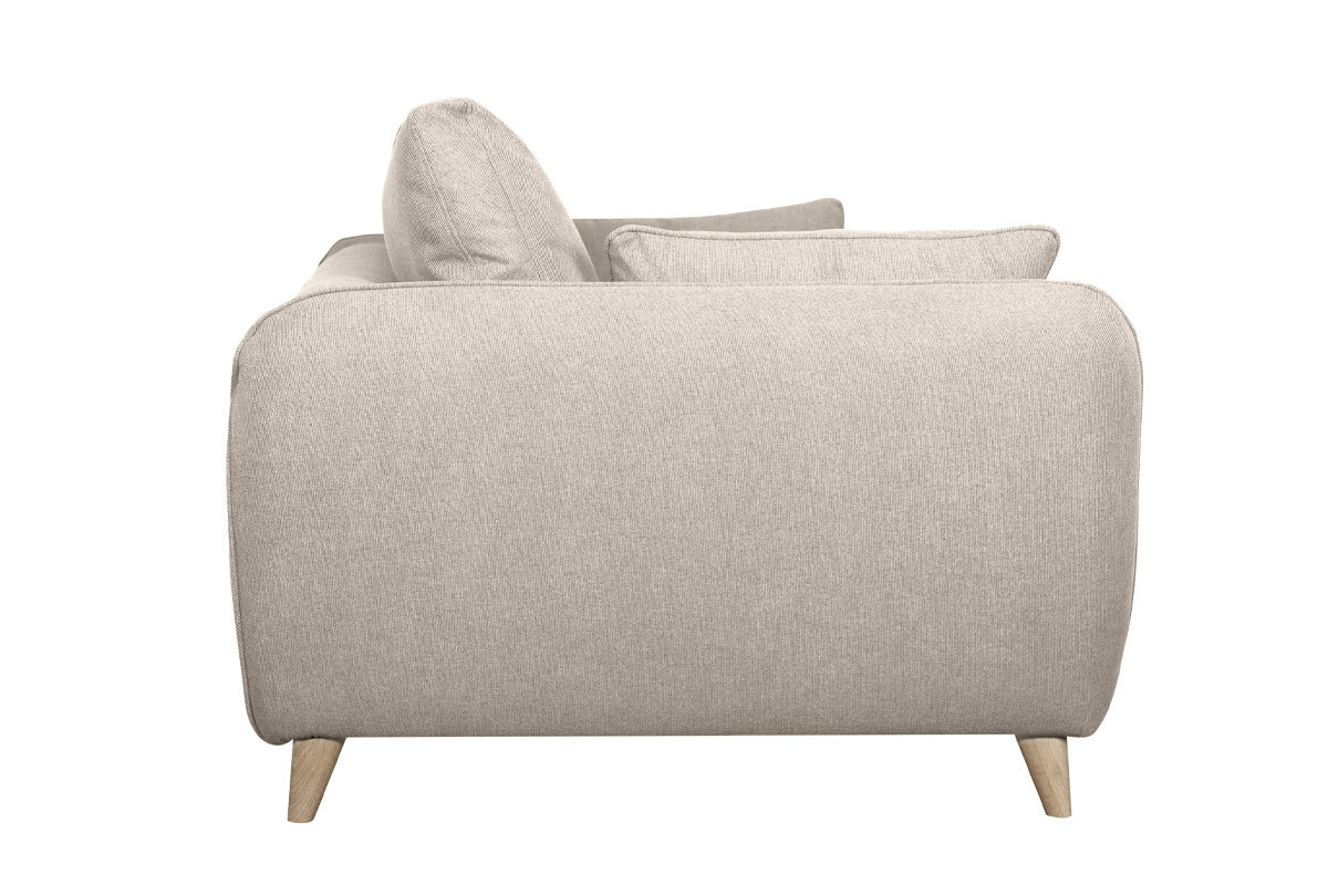 Divano letto scandinavo 3 posti in tessuto beige naturale con materasso 10 cm CREEP