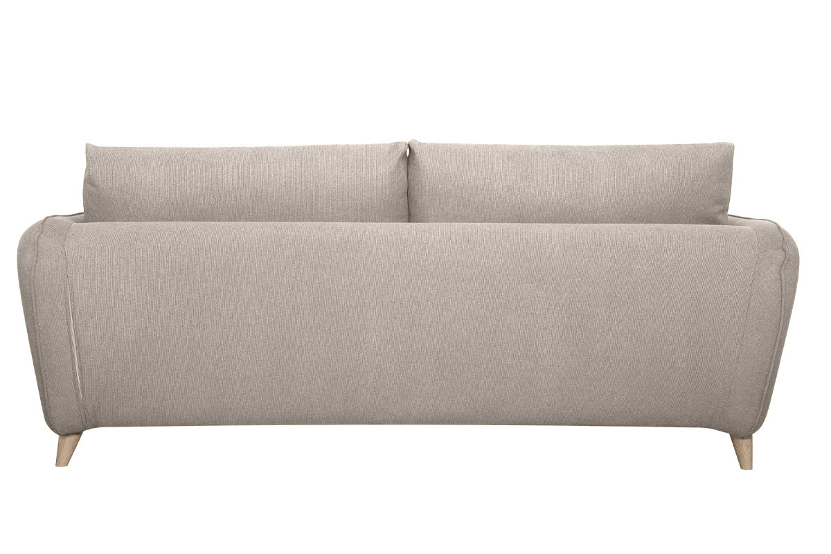 Divano letto scandinavo 3 posti in tessuto beige naturale con materasso 10 cm CREEP