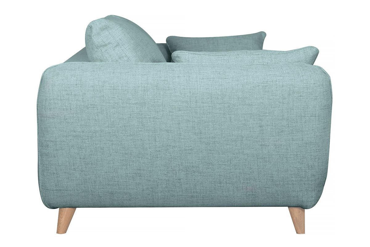 Divano letto scandinavo 3 posti in tessuto blu ghiaccio con materasso 10 cm CREEP