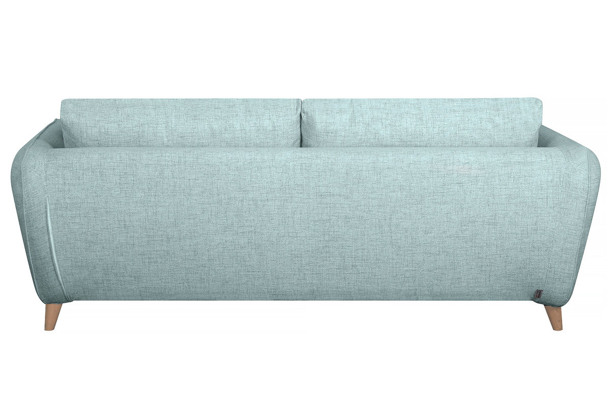 Divano letto scandinavo 3 posti in tessuto blu ghiaccio con materasso 10 cm CREEP