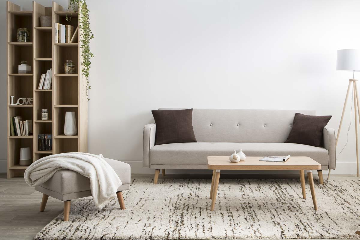 Divano letto scandinavo 3 posti naturale ULLA