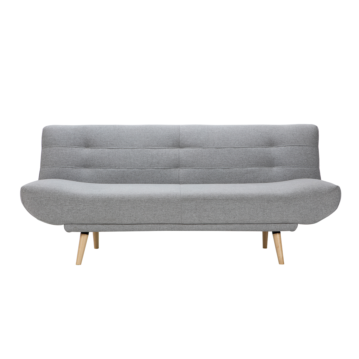 Divano letto scandinavo 3 posti tessuto grigio chiaro e legno FAGUO