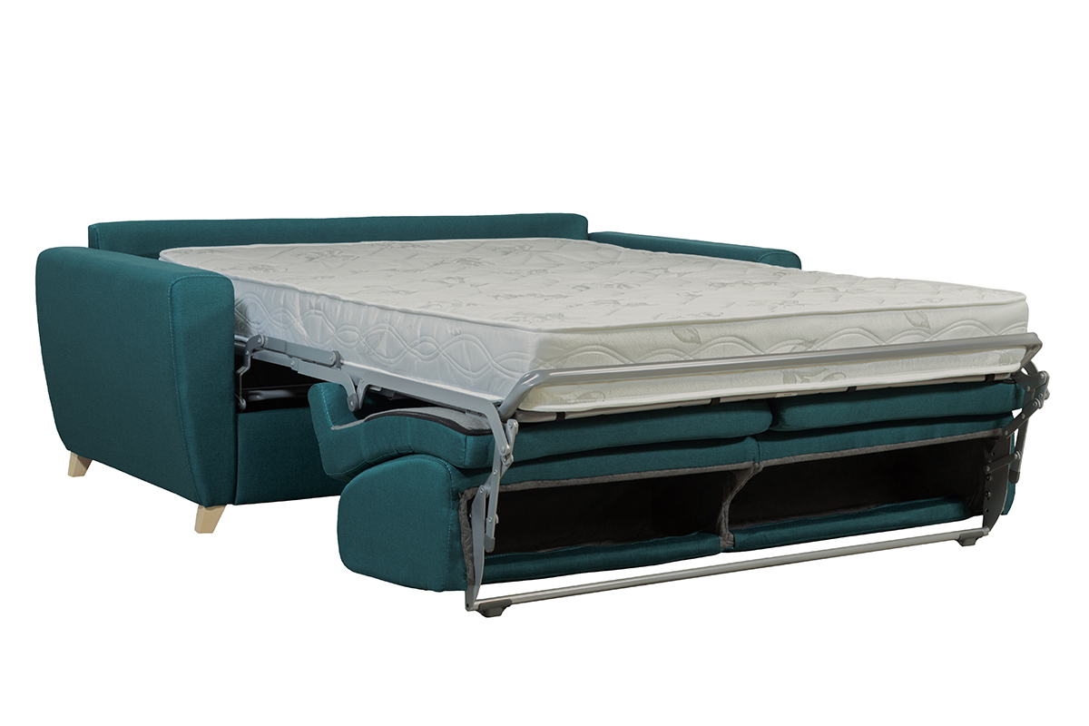 Divano letto scandinavo blu anatra con materasso 18 cm GRAHAM