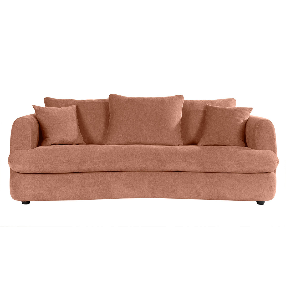 Divano letto sfoderabile 3-4 posti forma a fagiolo in tessuto effetto velluto color terracotta SACHA