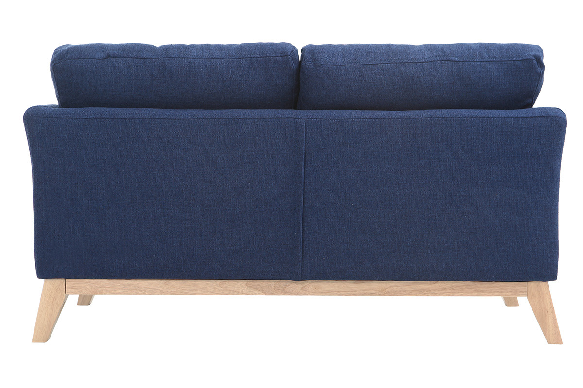 Divano scandinavo 2 posti blu scuro e piedi in legno chiaro OSLO