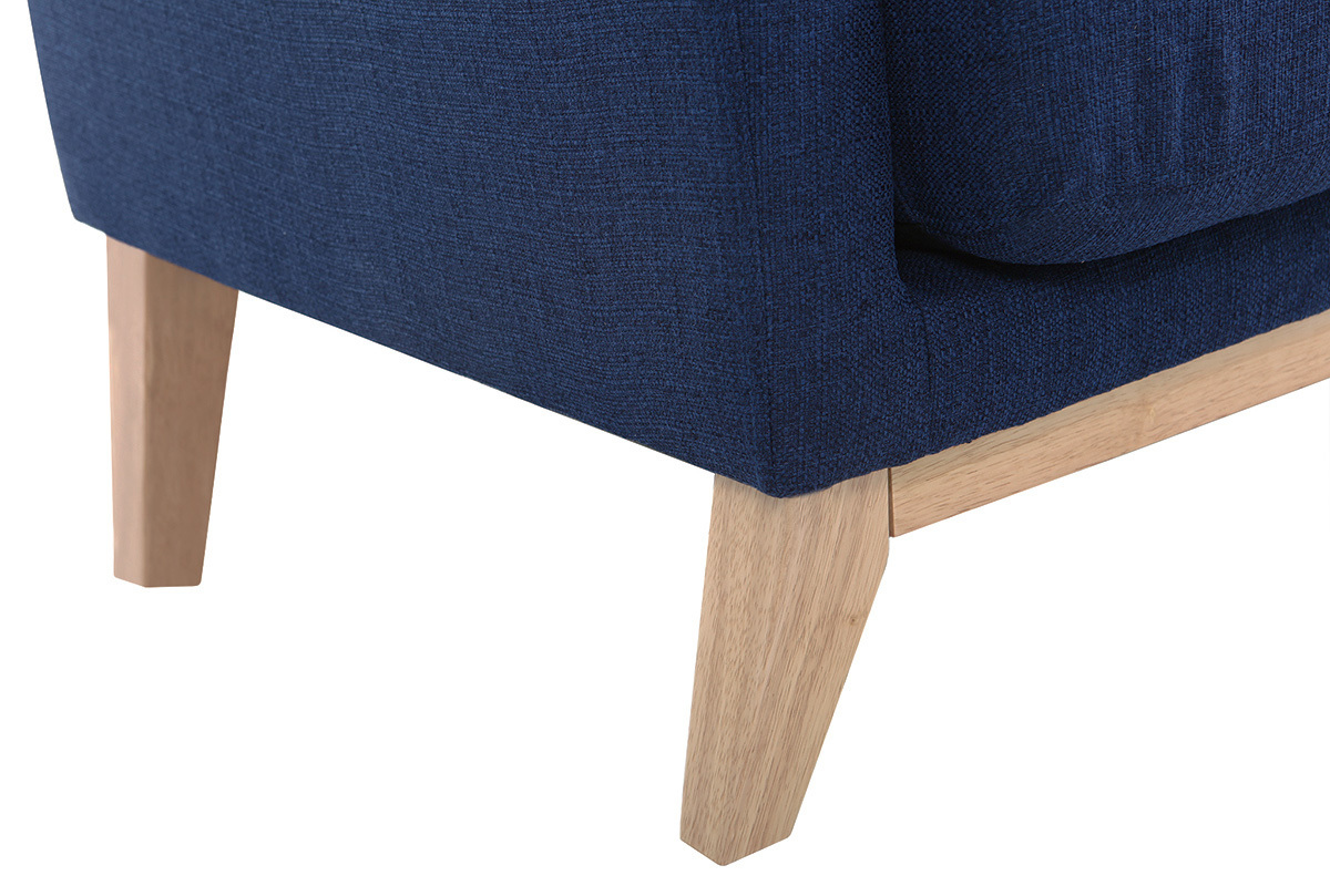 Divano scandinavo 2 posti blu scuro e piedi in legno chiaro OSLO