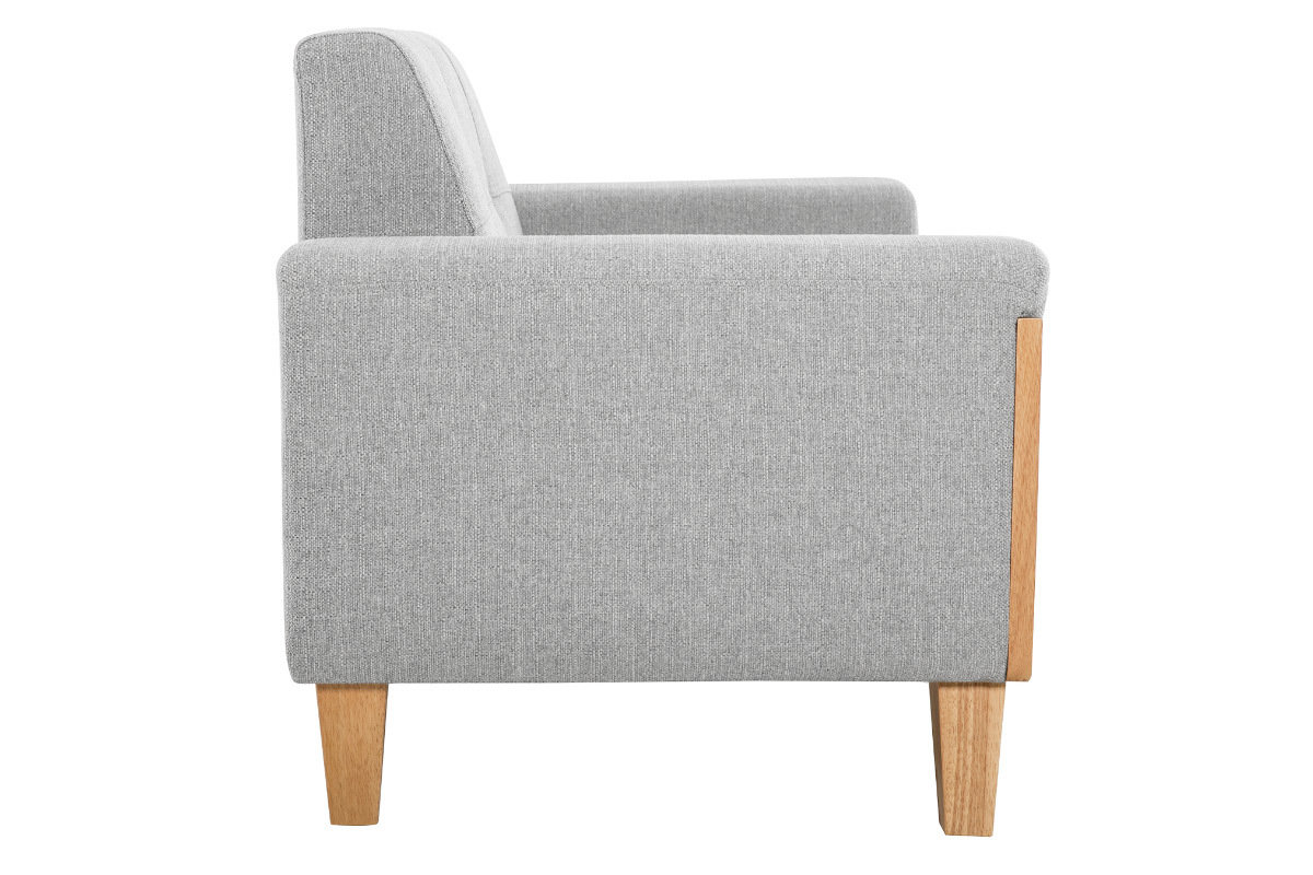 Divano scandinavo 2 posti grigio chiaro e base legno FJORD