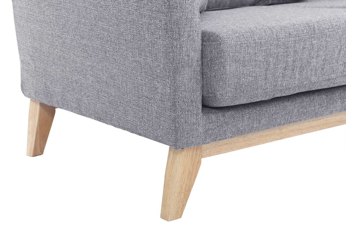 Divano scandinavo 2 posti grigio chiaro e piedi in legno chiaro OSLO