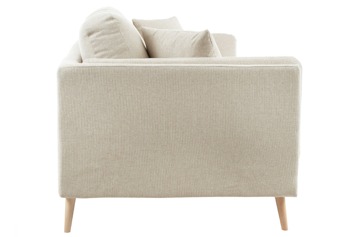 Divano scandinavo 2 posti in tessuto beige naturale e legno chiaro VOGUE