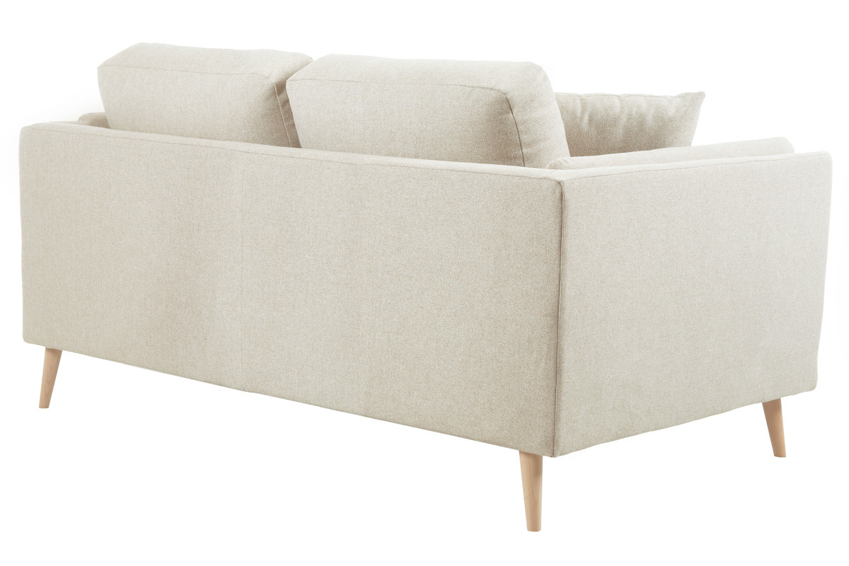 Divano scandinavo 2 posti in tessuto beige naturale e legno chiaro VOGUE