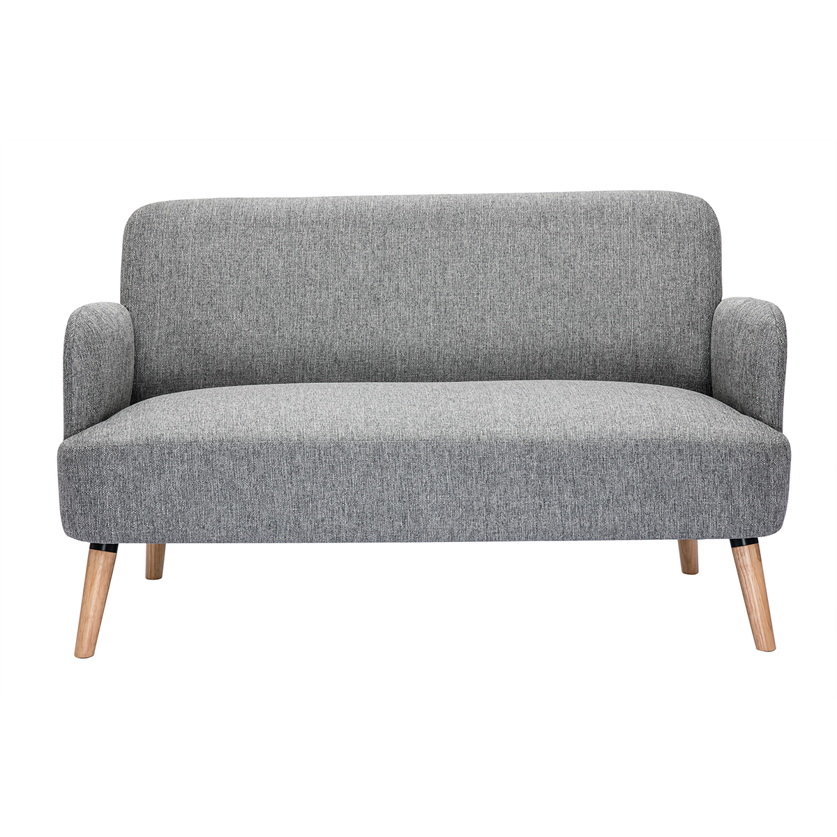 Divano scandinavo 2 posti in tessuto grigio chiaro e legno chiaro ISKO