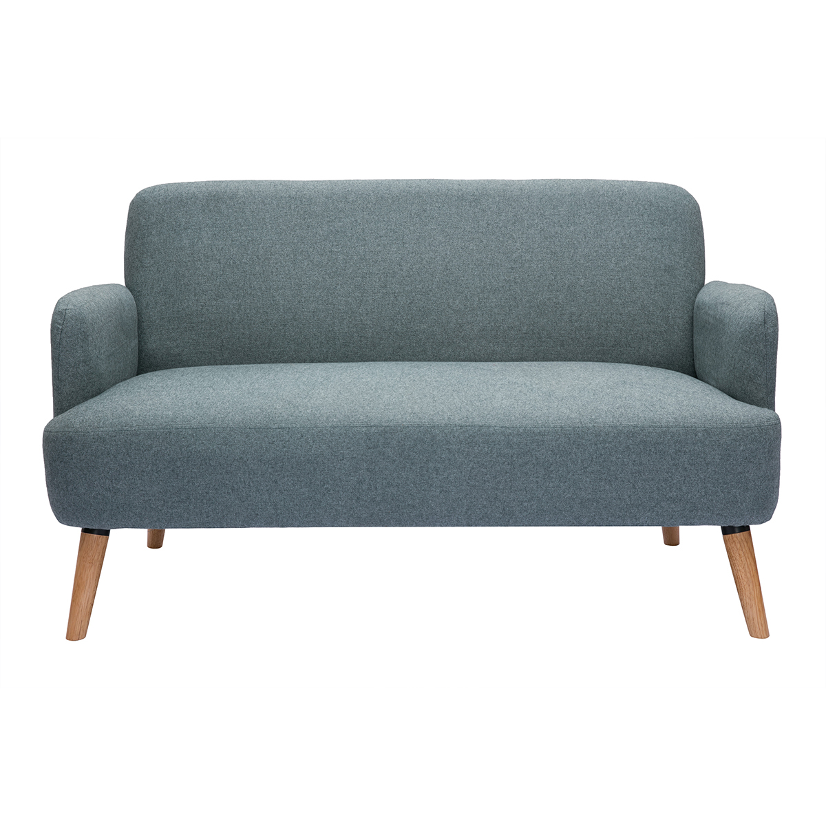 Divano scandinavo 2 posti in tessuto grigio-verde e legno chiaro ISKO