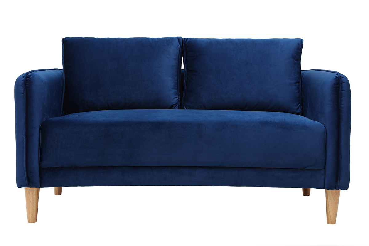 Divano scandinavo 2 posti in velluto blu KURT