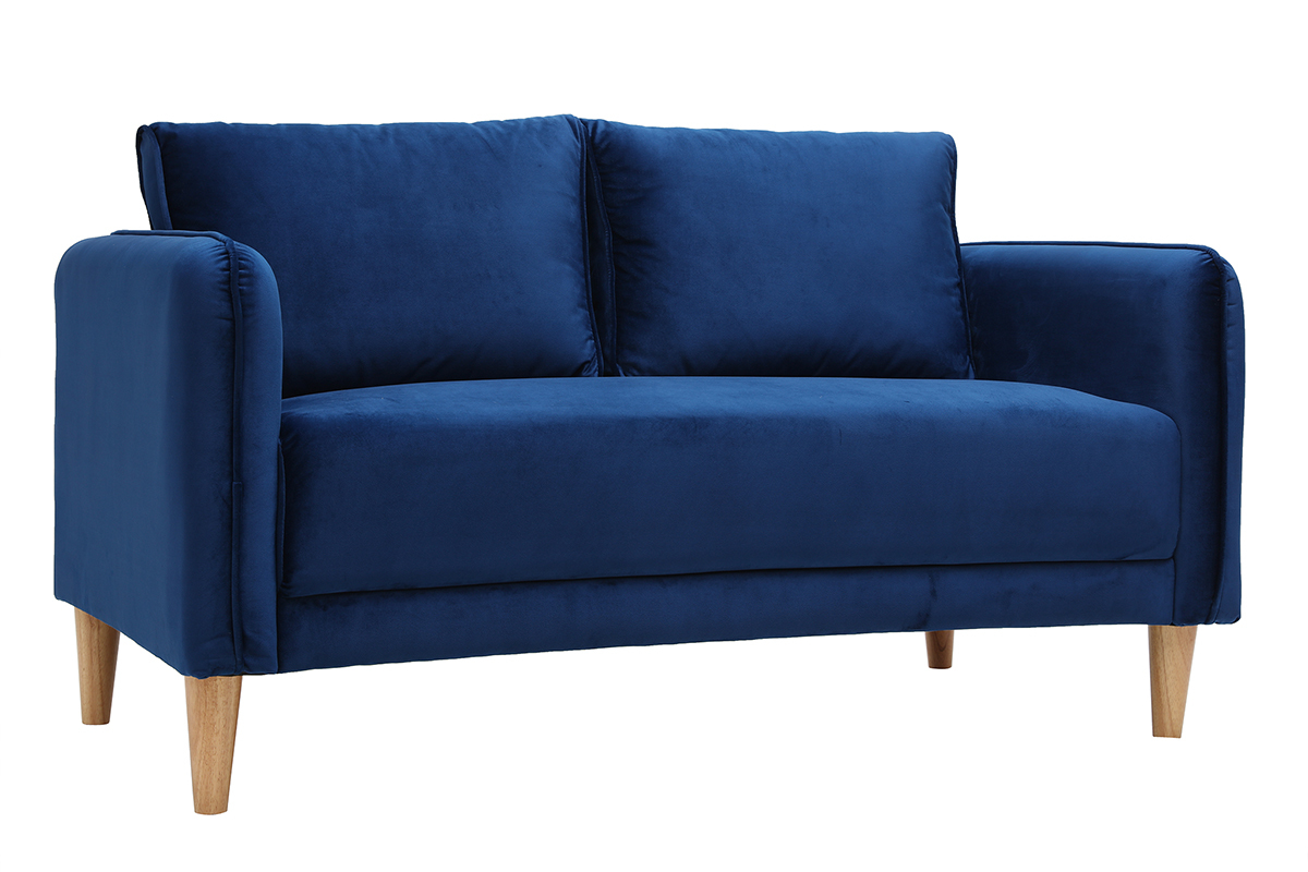 Divano scandinavo 2 posti in velluto blu KURT