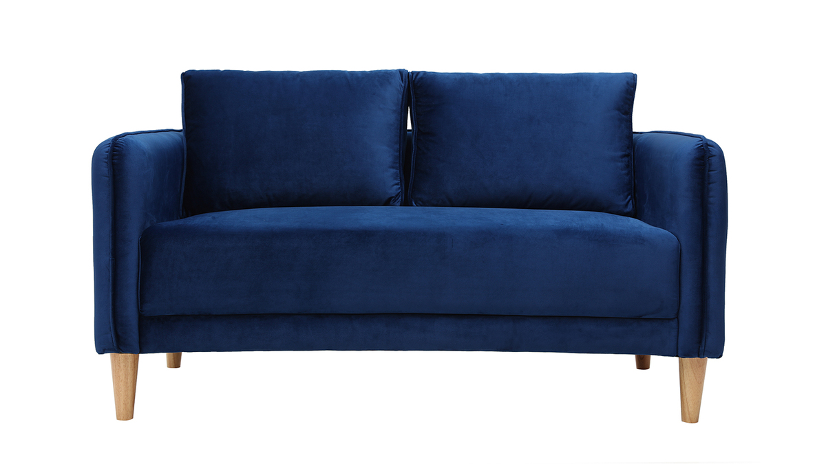 Divano scandinavo 2 posti in velluto blu KURT