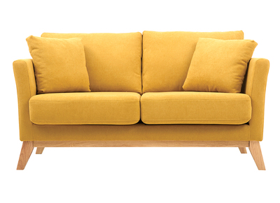 Divano letto clic clac in tessuto vellutato giallo, divano 3 posti