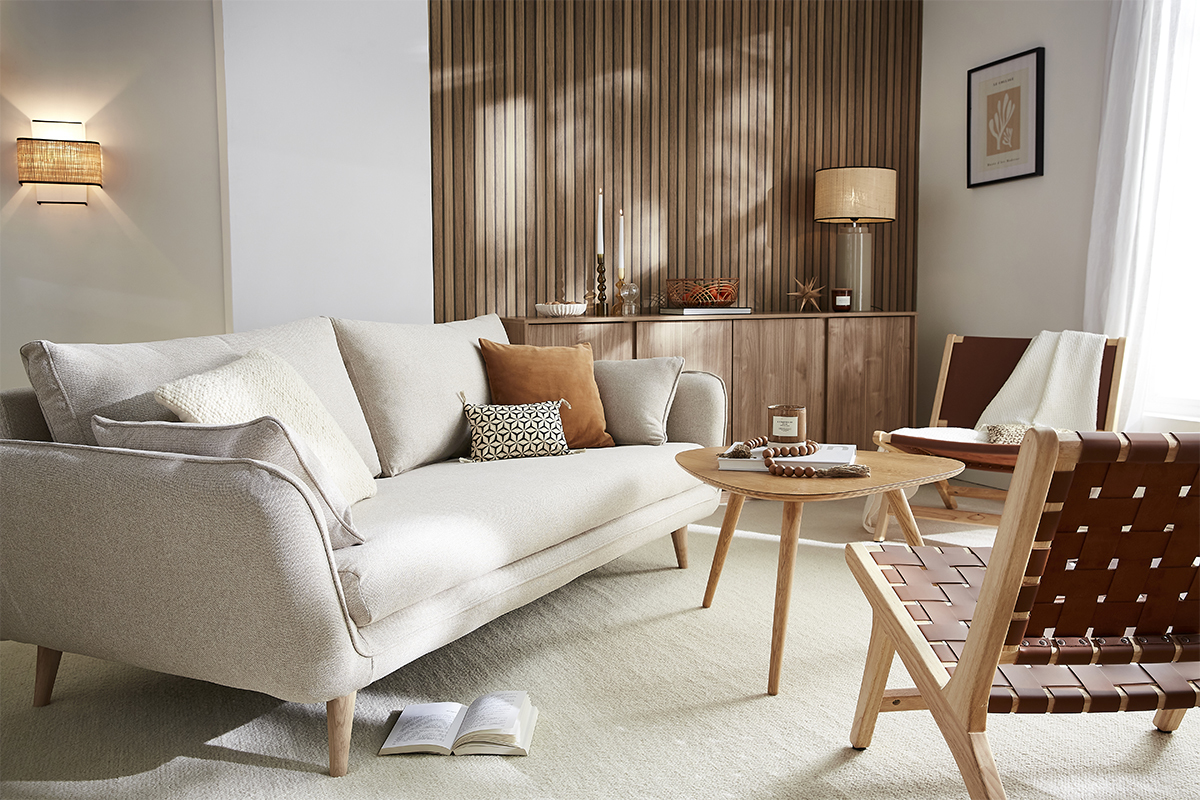 Divano scandinavo 3 posti beige CREEP