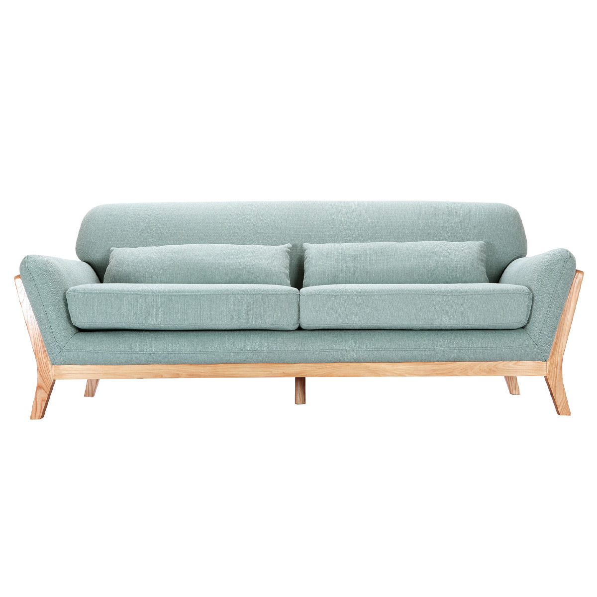 Divano scandinavo 3 posti blu laguna piedi legno YOKO