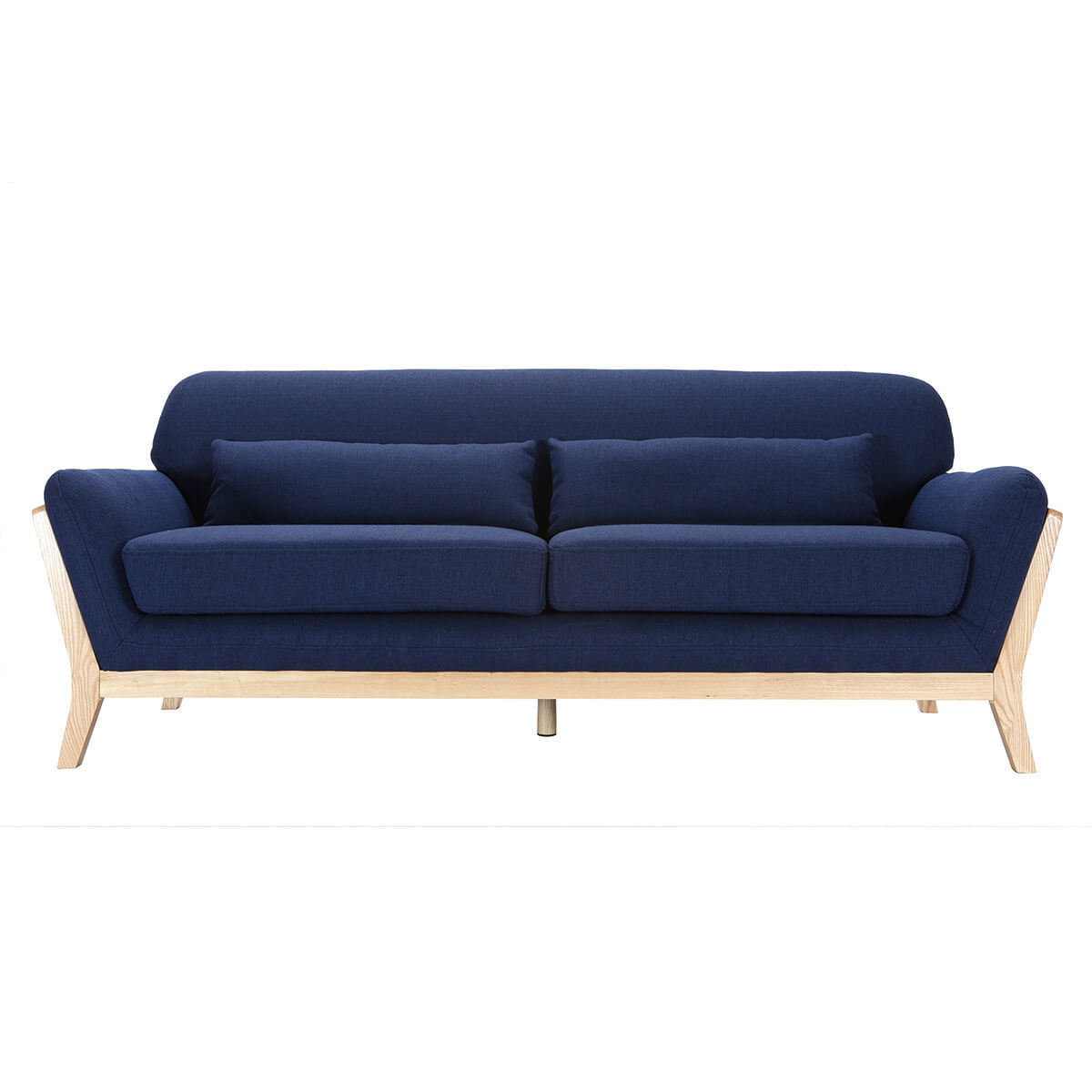 Divano scandinavo 3 posti blu marino piedi legno YOKO