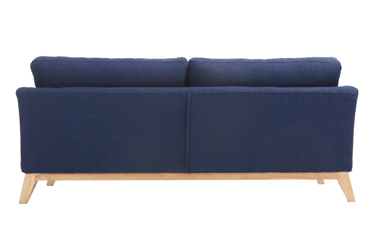 Divano scandinavo 3 posti blu scuro piedi legno OSLO