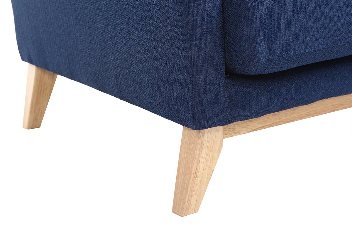 Divano scandinavo 3 posti blu scuro piedi legno OSLO