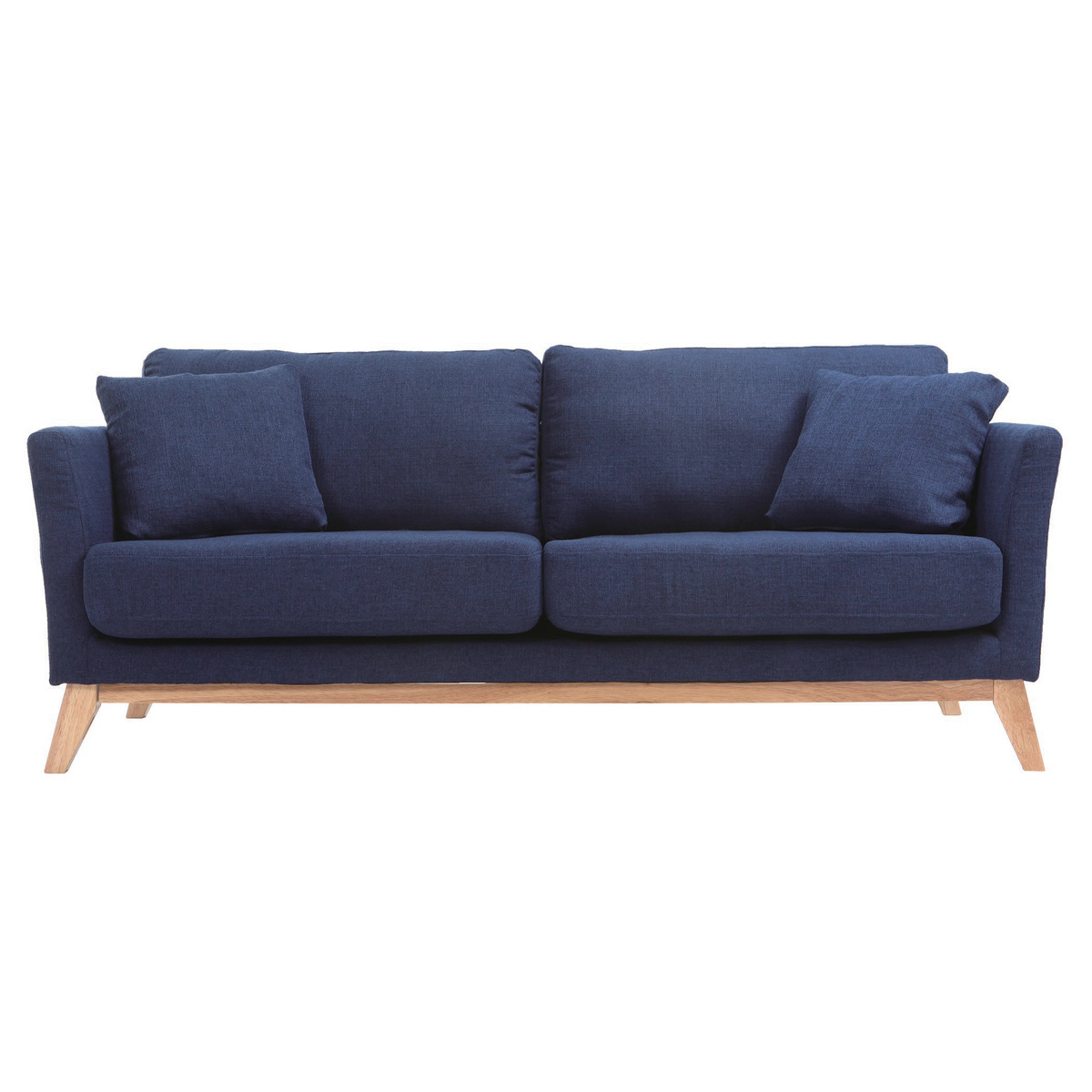 Divano scandinavo 3 posti blu scuro piedi legno OSLO