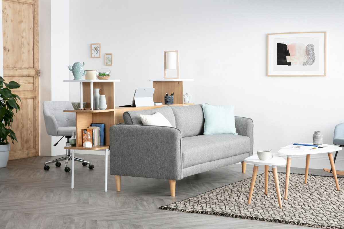 Divano scandinavo 3 posti grigio chiaro KURT