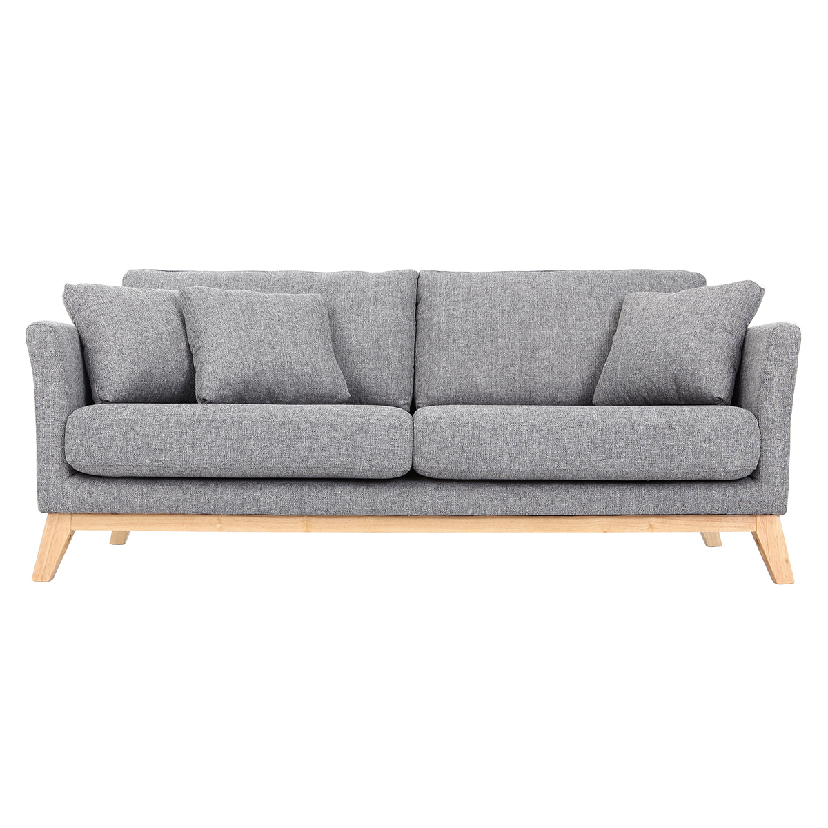 Divano scandinavo 3 posti grigio chiaro piedi legno OSLO