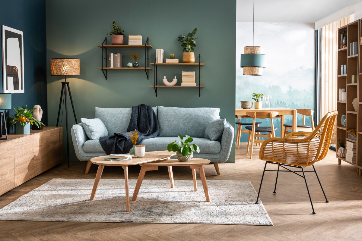 Divano scandinavo 3 posti grigio chiaro screziato CREEP