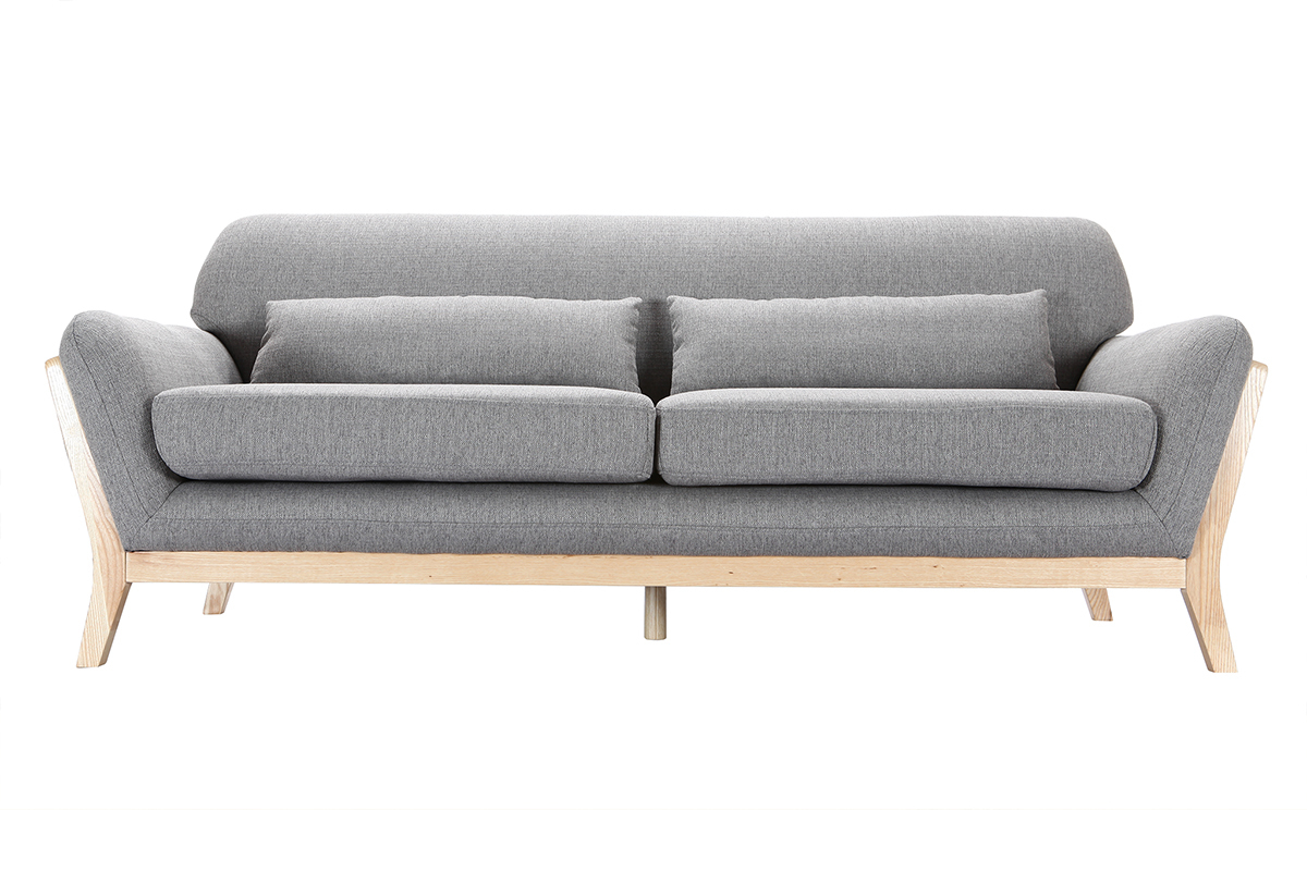 Divano scandinavo 3 posti grigio piedi legno YOKO