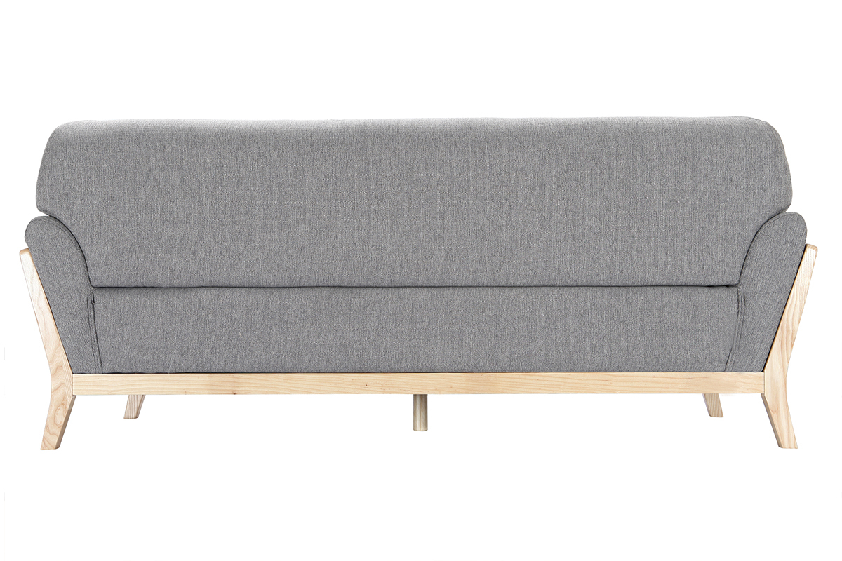 Divano scandinavo 3 posti grigio piedi legno YOKO