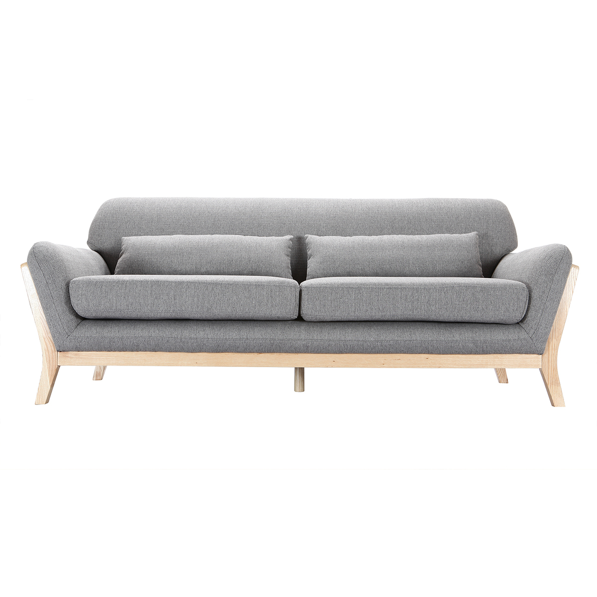 Divano scandinavo 3 posti grigio piedi legno YOKO