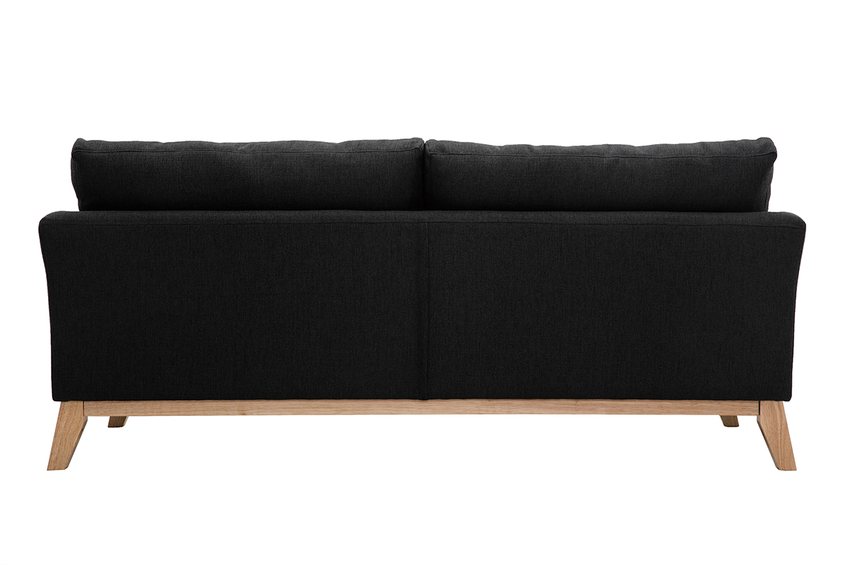 Divano scandinavo 3 posti grigio scuro piedi legno OSLO