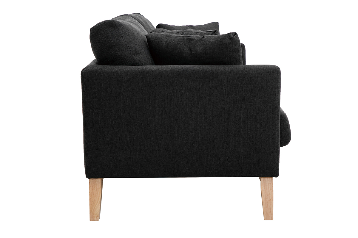 Divano scandinavo 3 posti grigio scuro piedi legno OSLO