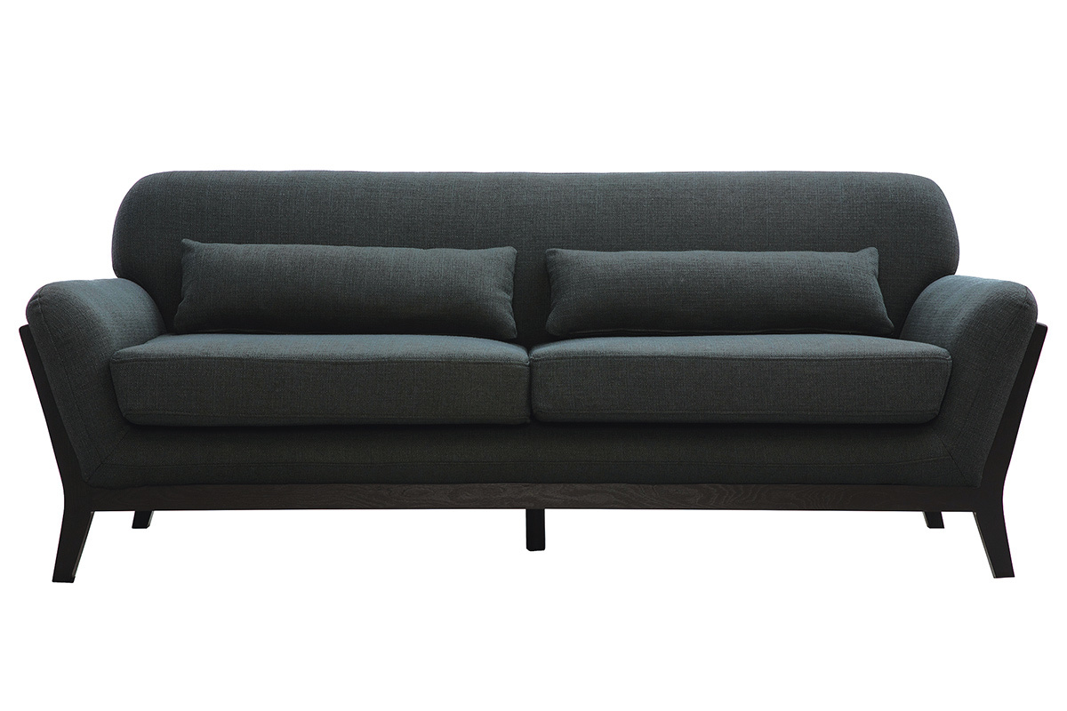 Divano scandinavo 3 posti grigio scuro piedi legno YOKO