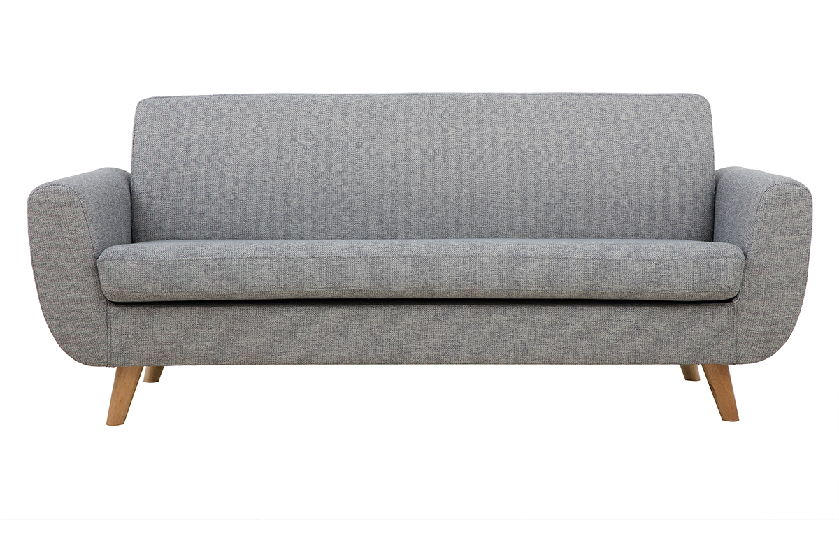 Divano scandinavo 3 posti in grigio chiaro e legno PURE