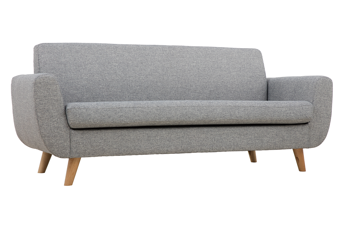 Divano scandinavo 3 posti in grigio chiaro e legno PURE