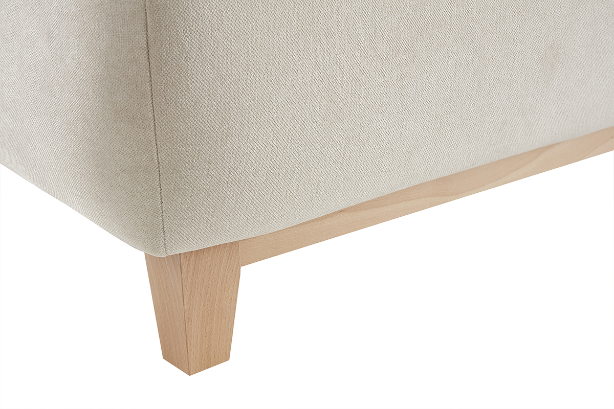 Divano scandinavo 3 posti in tessuto effetto velluto testurizzato beige e legno chiaro L200 cm ODEON