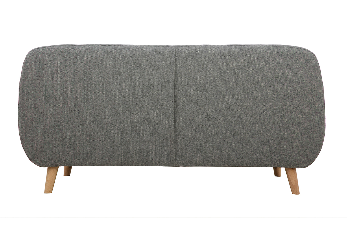 Divano scandinavo 3 posti sfoderabile grigio chiaro e legno YNOK