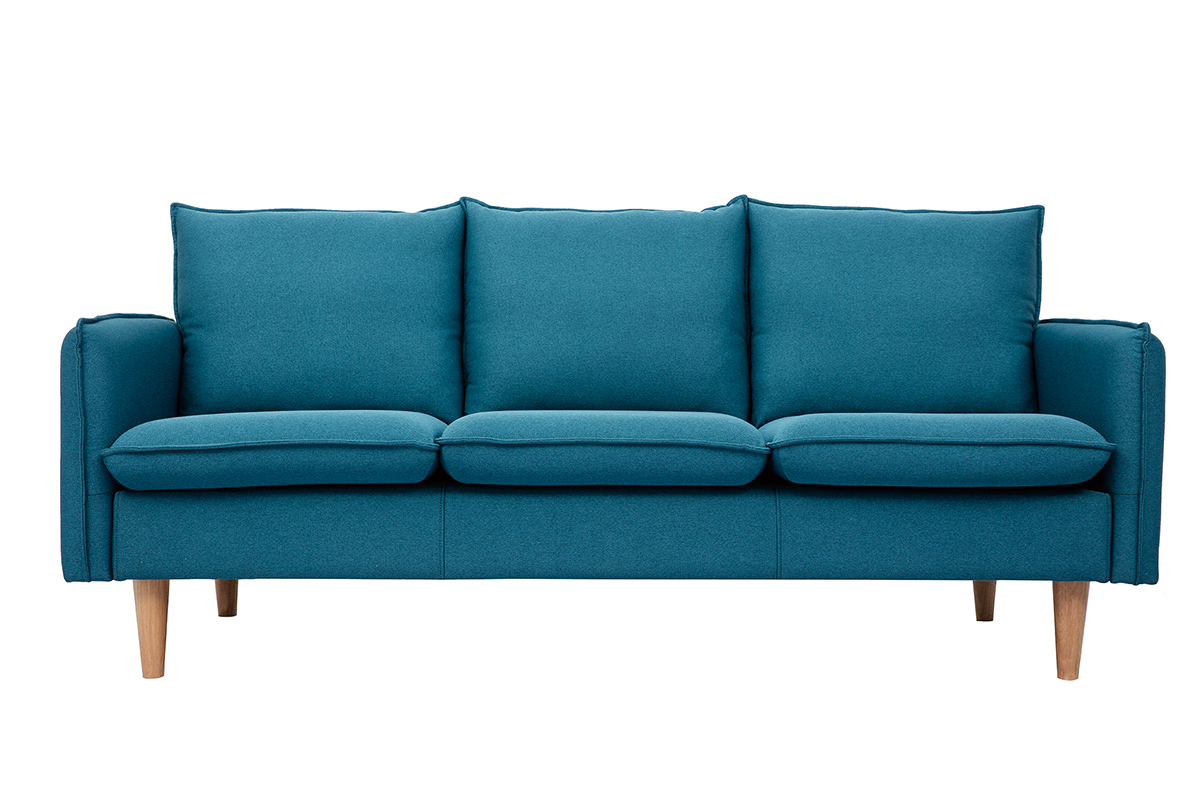 Divano scandinavo 3 posto in tessuto blu anatra HOLMS