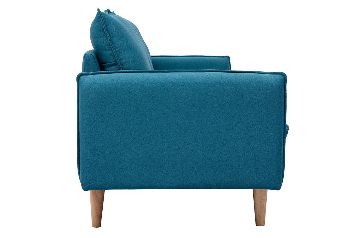 Divano scandinavo 3 posto in tessuto blu anatra HOLMS