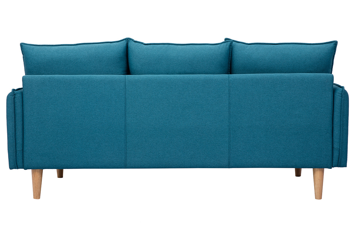 Divano scandinavo 3 posto in tessuto blu anatra HOLMS