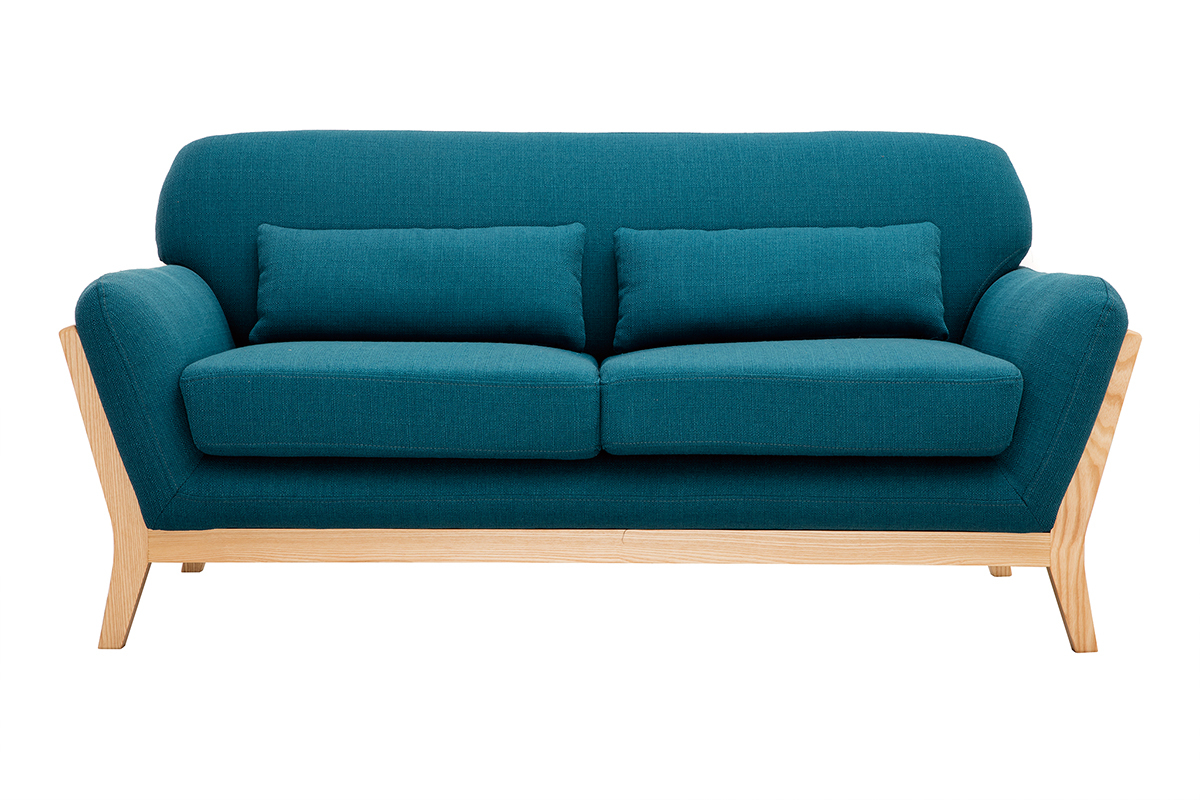 Divano scandinavo a 2 posti blu petrolio YOKO