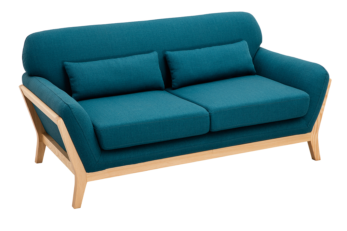 Divano scandinavo a 2 posti blu petrolio YOKO